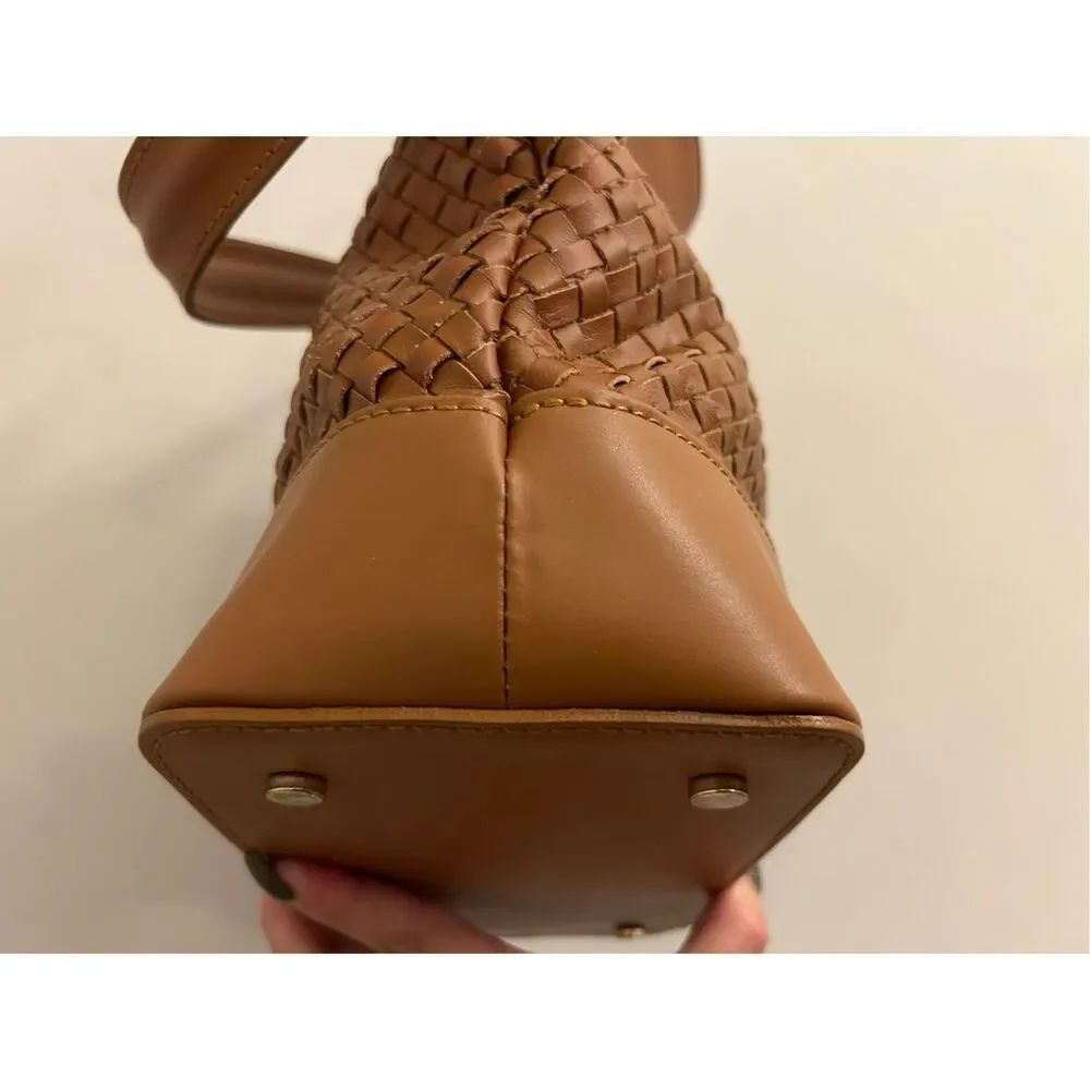 Valentina Fiore woven genuine Italian leather shoulder bucket bag minimalist - Picture 5 of 16